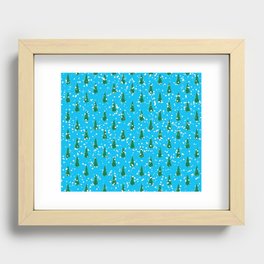 Winter Pattern with Snowflakes and Trees Recessed Framed Print