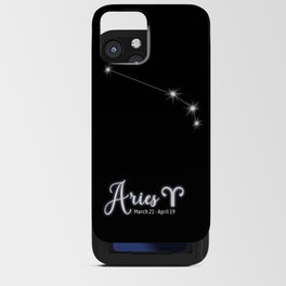 Zodiac Constellation - Aries on black iPhone Card Case