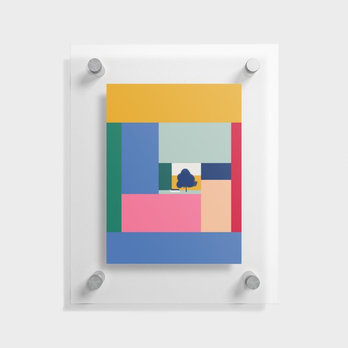 Color block geometrical landscape Floating Acrylic Print