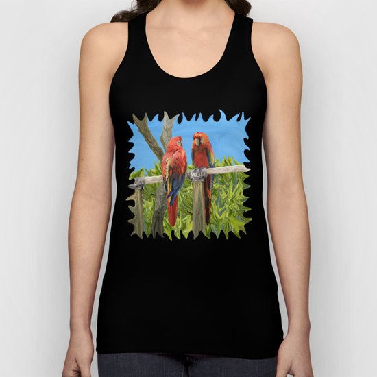 Scarlet Macaw Parrots Perching Unisex Tank Top