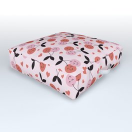 In Love Cherry Pattern in Red Outdoor Floor Cushion