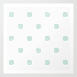 Minimal White Mint Green Polka Dot Pattern Art Print