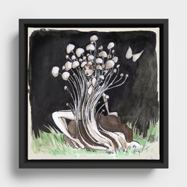 Empire of Mushrooms: Flammulina Velutipes Framed Canvas