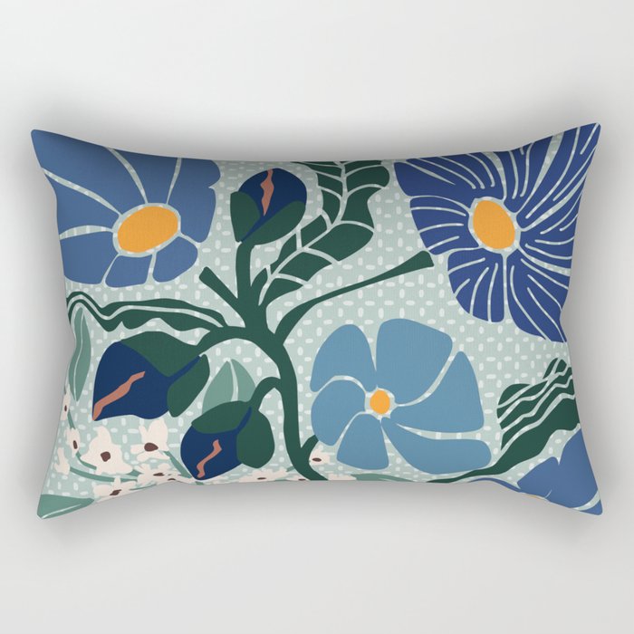Klimt flowers light blue Rectangular Pillow