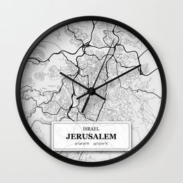 Jerusalem Israel City Map with GPS Coordinates Wall Clock
