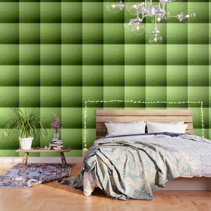 Greenery Ombre Gradient Geometric Mesh Pattern Wallpaper By