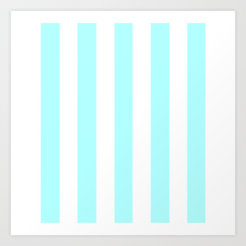 Celeste Heavenly Solid Color White Vertical Lines Pattern Art Print By Makeitcolorful Society6