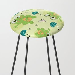 Cute Frogs And Rain Umbrellas Counter Stool