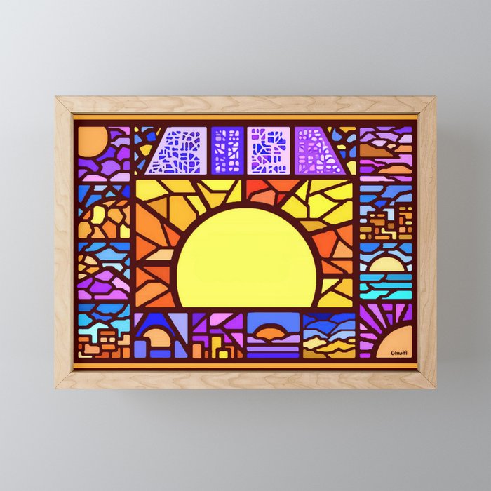 Mosaic Sun Framed Mini Art Print