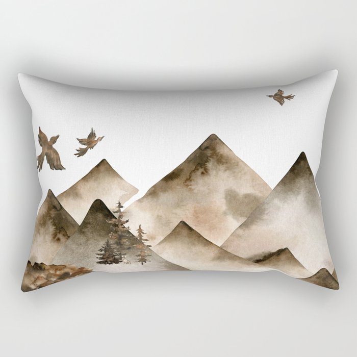 Curtain childrens room brown autumn forrest mountains Rectangular Pillow