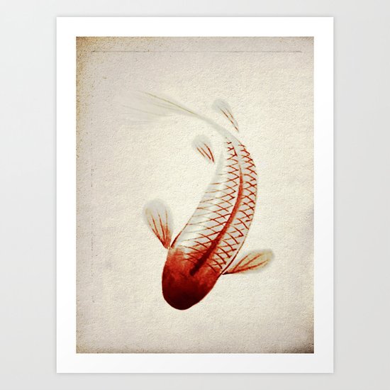 Red and Silver Koi Art Print