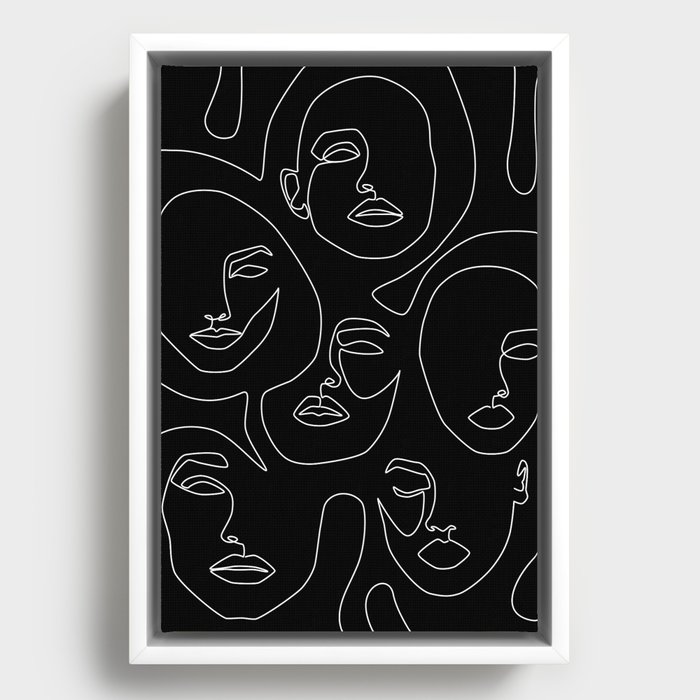 Faces in Dark Framed Canvas