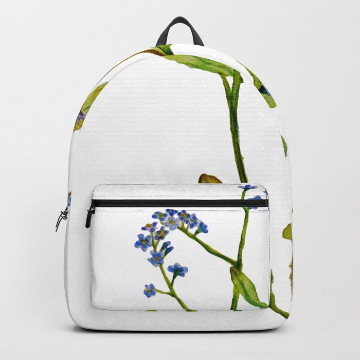 Forget-me-not flowers watercolor art Backpack