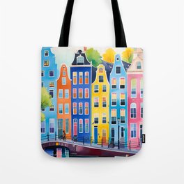 European Cityscape #3 colorful waterfront apartments Tote Bag
