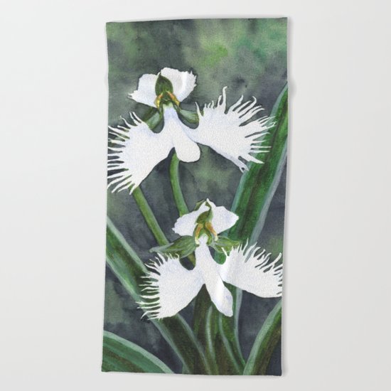 Habenaria radiata orchids Beach Towel