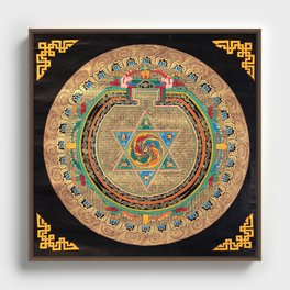 Tibetan Buddhist Gold Om Mandala Framed Canvas