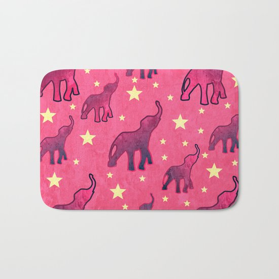 Elephants Stars Pattern Bath Mat