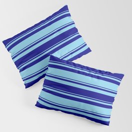 [ Thumbnail: Blue and Sky Blue Colored Stripes/Lines Pattern Pillow Sham ]