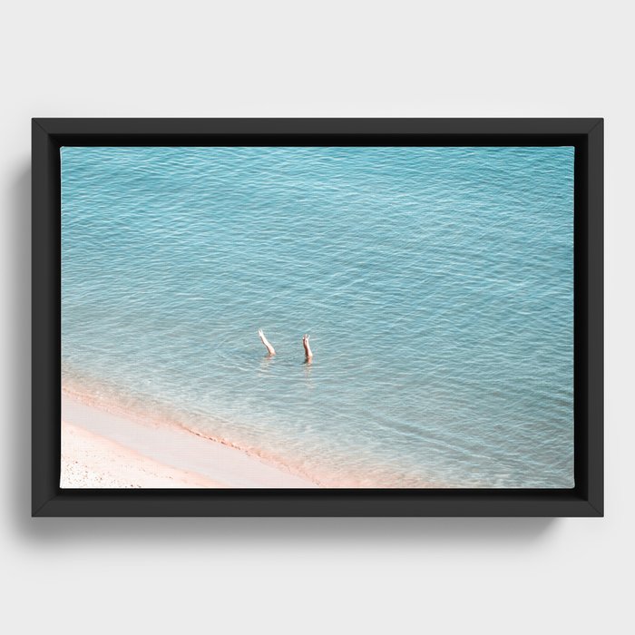 Ocean Duo - Aerial Beach photography by Ingrid Beddoes Framed Canvas