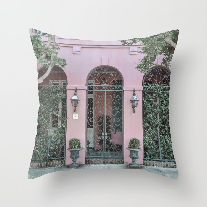 The Pink House Throw Pillow
