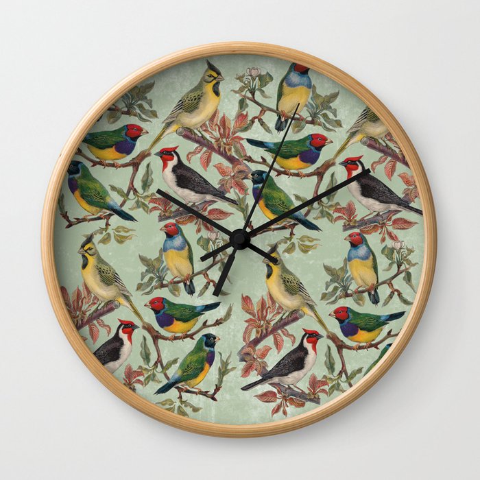 Vintage Birds Wall Clock