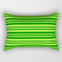 [ Thumbnail: Green and Light Green Colored Lined Pattern Rectangular Pillow ]