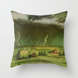 The Line Storm - Thunder and Lightning on the American Plains by John Steuart Curry Throw Pillow