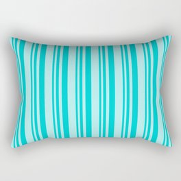 [ Thumbnail: Dark Turquoise and Turquoise Colored Lined/Striped Pattern Rectangular Pillow ]