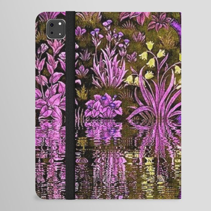 Tree of Life reflecting water of garden lily pond twilight amethyst purple nature landscape painting iPad Folio Case