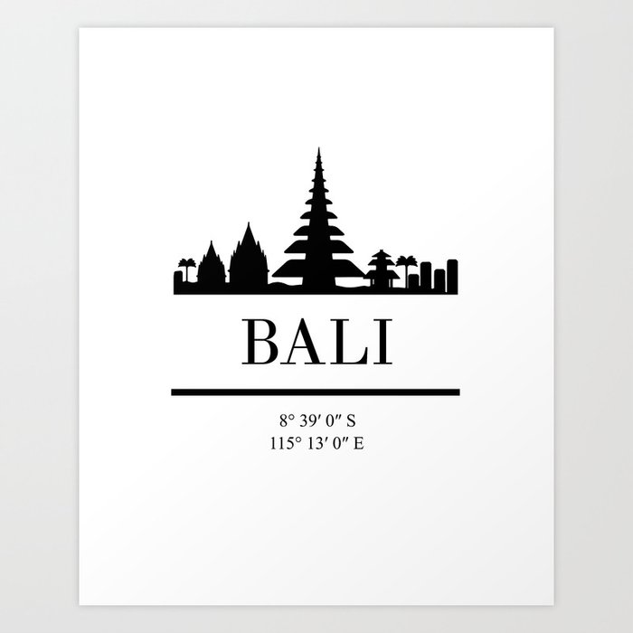 BALI INDONESIA BLACK SILHOUETTE SKYLINE ART Art Print