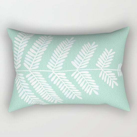Mint Leaflets Rectangular Pillow
