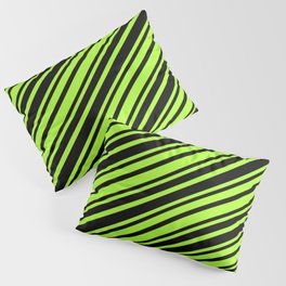 [ Thumbnail: Light Green & Black Colored Lined Pattern Pillow Sham ]