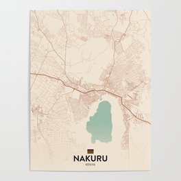 Nakuru, Kenya - Vintage City Map Poster