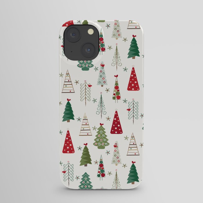 Scandinavian Christmas Trees Pattern - Red Green iPhone Case