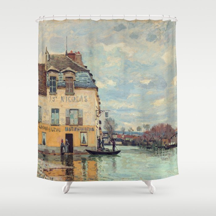 Alfred Sisley - Flood at Port-Marly 1872 Shower Curtain