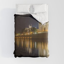 Spain Photography - Catedral Basílica Lit Up In The Night Duvet Cover