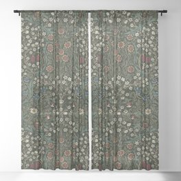 William Morris Vintage Blackthorn Green 1892 Sheer Curtain