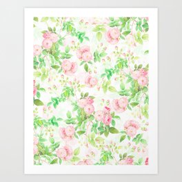 Enchanting Summer Blush Pierre-Joseph Redouté Rose Botanical Garden Art Print