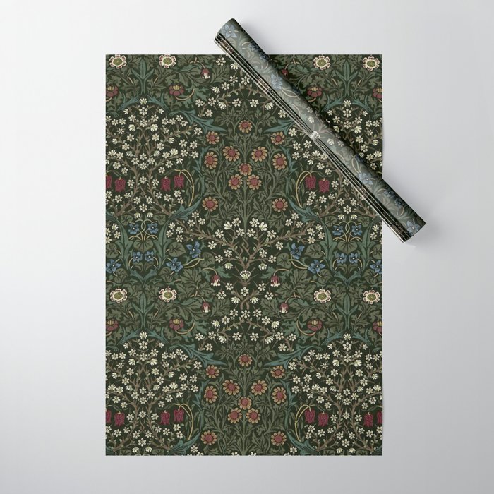 William Morris Vintage Blackthorn Green 1892 Wrapping Paper