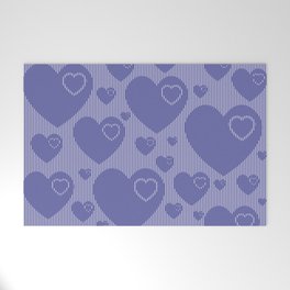Forever In My Heart - Very Peri Stripes & Hearts #2 Welcome Mat