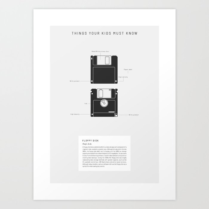 Things Your Kids Must Know: Floppy Disk Art Print