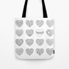 Tiny Hearts and Patterns, Adult Coloring Pattern Tote Bag