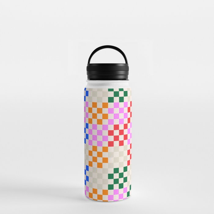 Cheerful Chequered Tiles in Playful Colors Water Bottle
