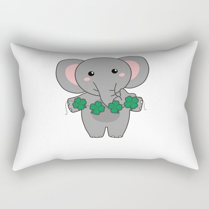 Elephant With Shamrocks Cute Animals For Luck Rectangular Pillow