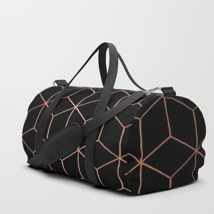 Rose Gold/Copper and Black Geometric Duffle Bag