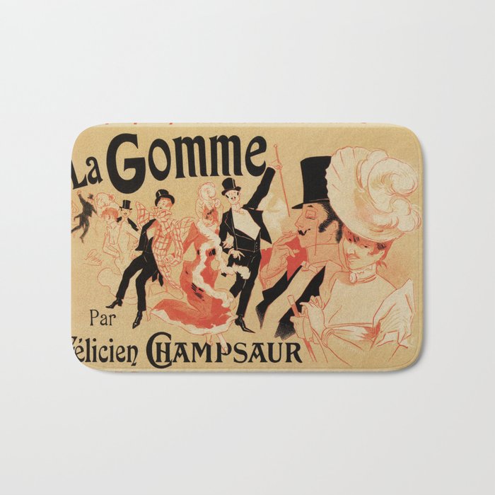  La Gomme by Champsaur vintage belle epoque ad Jules Chéret Bath Mat