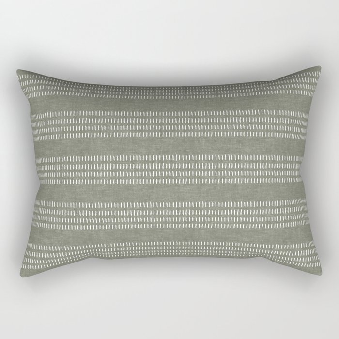 farmhouse stitch - olive Rectangular Pillow