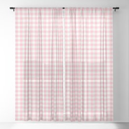 Pink Gingham Sheer Curtain