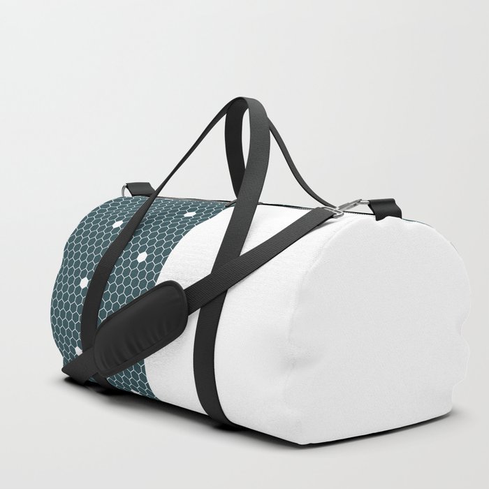 White Polka Dots Lace Vertical Split on Dark Green Duffle Bag