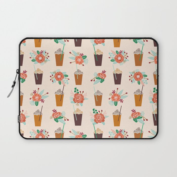 Coffee floral bouquet coffee lovers java bean cute pattern print for kitchen Laptop Sleeve
